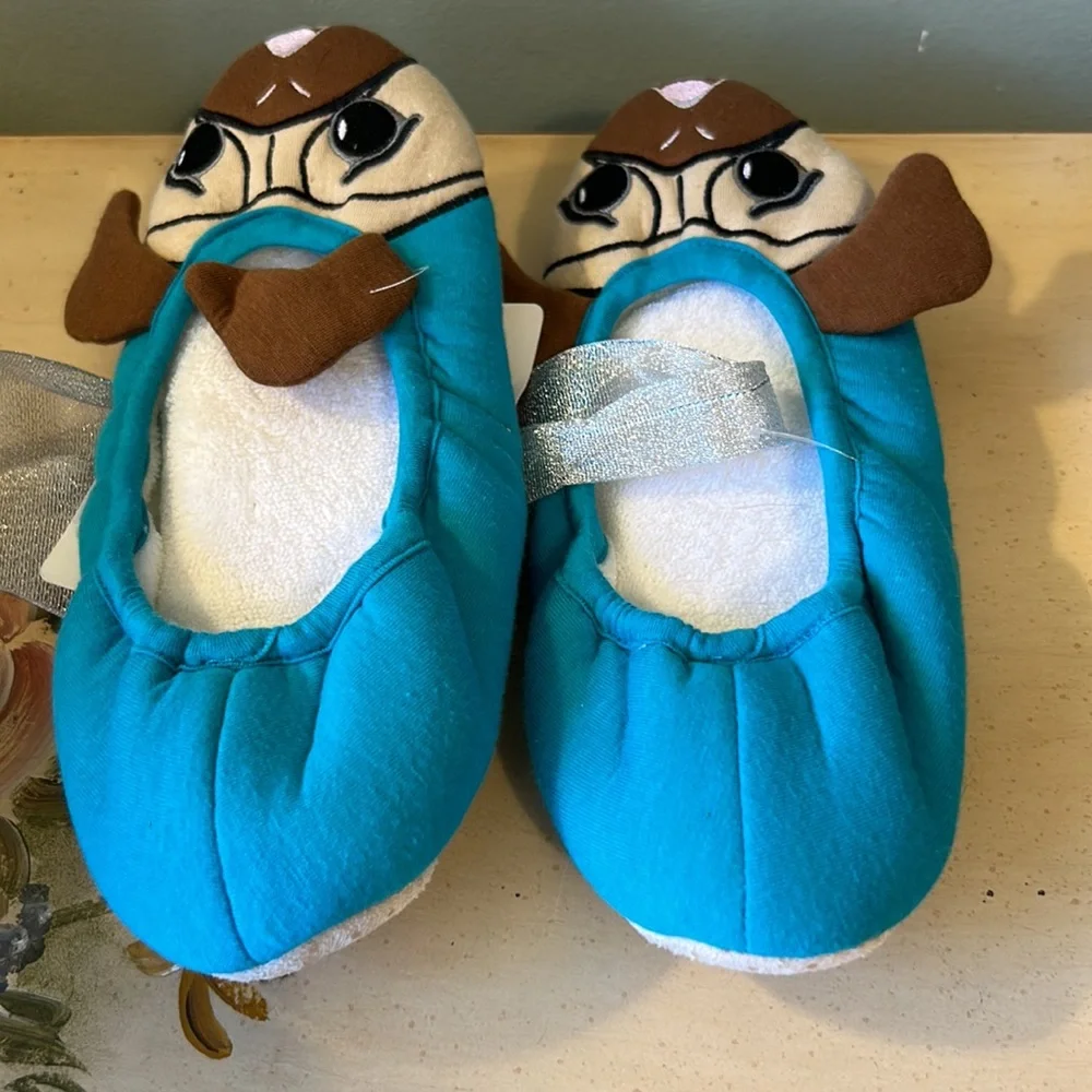 Pug Dog Blue Tan Brown Embroidered Slippers New NWT